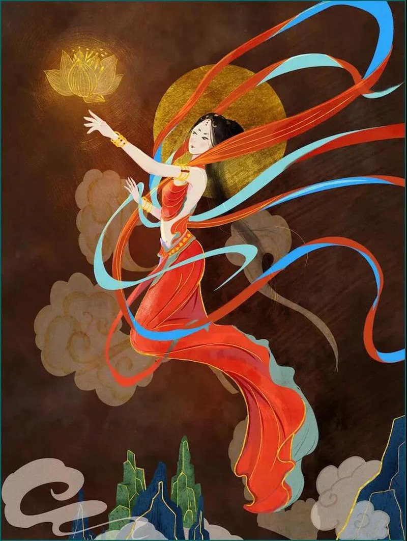 122款敦煌插画PSD源文件 图片素材 sucaiwan.com