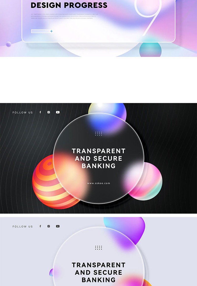 88款磨砂玻璃风作品集PSD背景合集 图片素材 sucaiwan.com