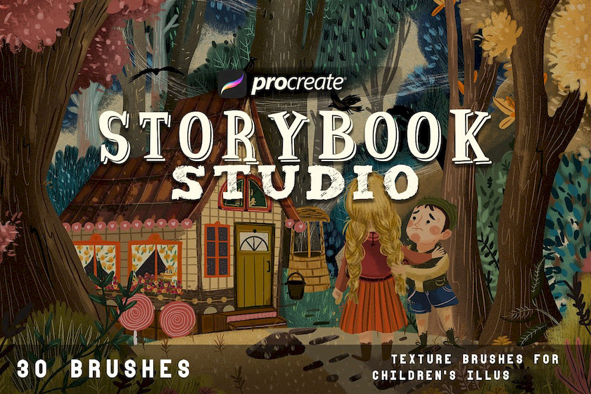 Procreate笔刷-儿童插画常用纹理笔刷素材资源 笔刷资源 sucaiwan.com