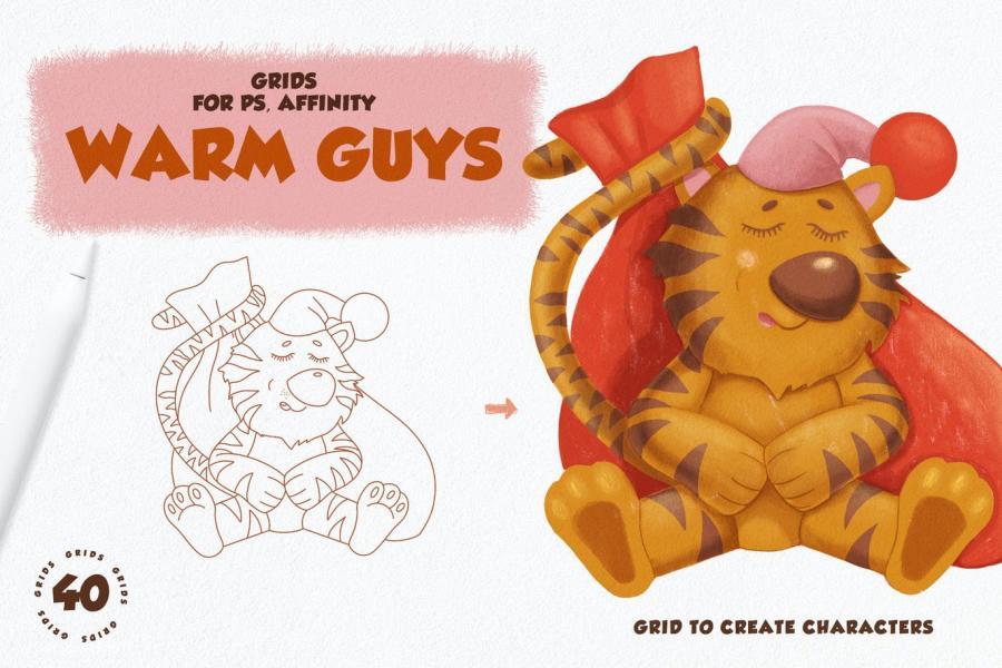 ps笔刷-圣诞节主题动物线框图图案ps笔刷素材 笔刷资源 sucaiwan.com