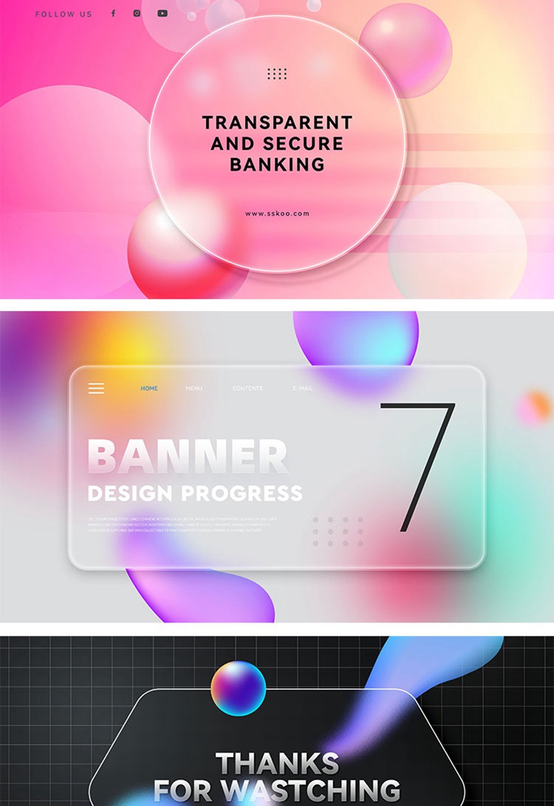 88款磨砂玻璃风作品集PSD背景合集 图片素材 sucaiwan.com