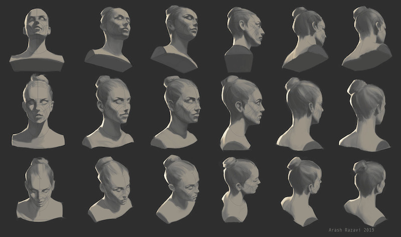 Procreate笔刷-绘画专用男女头像多角度辅助线笔刷素材 笔刷资源 sucaiwan.com