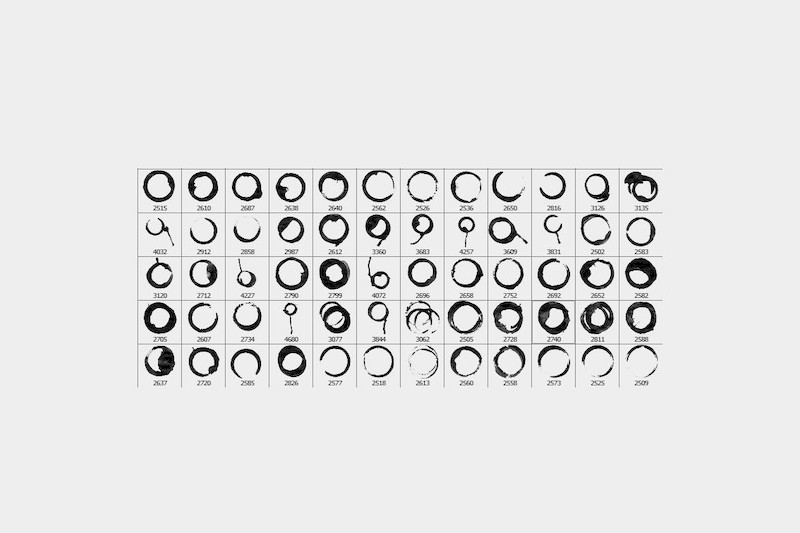 PS笔刷-圆形环形水墨水渍咖啡渍PS笔刷素材下载 笔刷资源 sucaiwan.com
