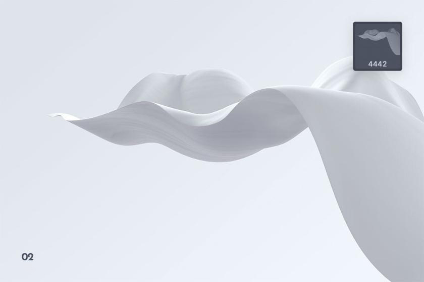 PS笔刷-3D立体波浪布丝带Photoshop笔刷素材 笔刷资源 sucaiwan.com