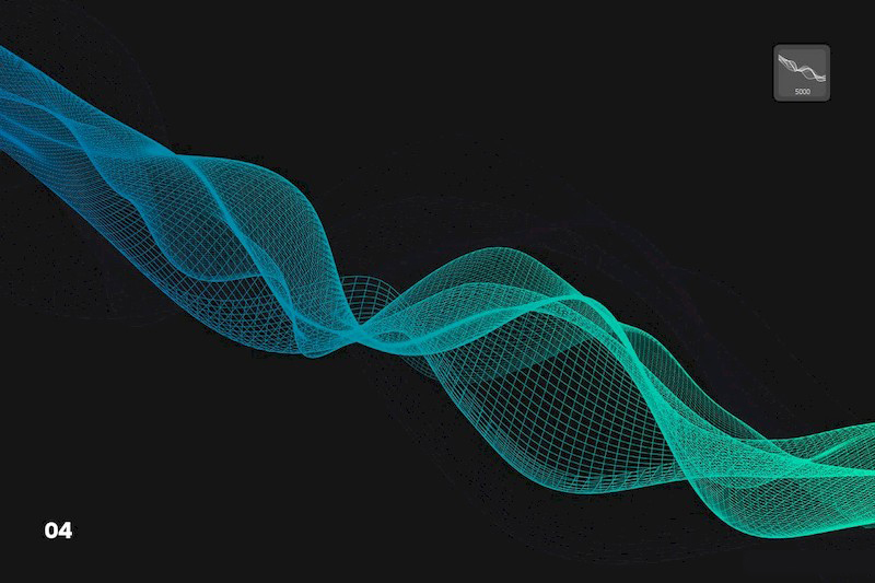 PS笔刷-流动效果网格流动立体波浪效果PS笔刷下载 笔刷资源 sucaiwan.com