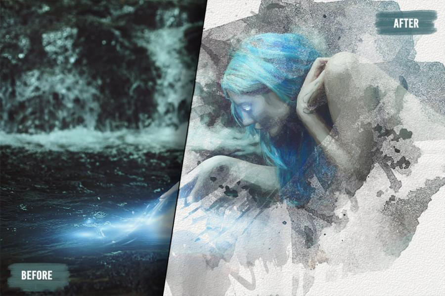 PS笔刷-手绘水彩涂抹飞溅PS笔刷素材 笔刷资源 sucaiwan.com