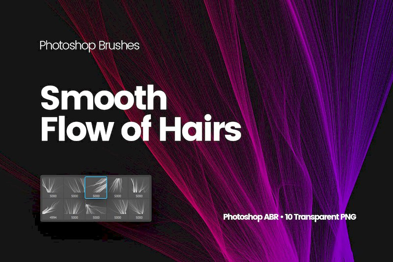 PS笔刷-渐变色发丝线条PS笔刷合集下载 笔刷资源 sucaiwan.com