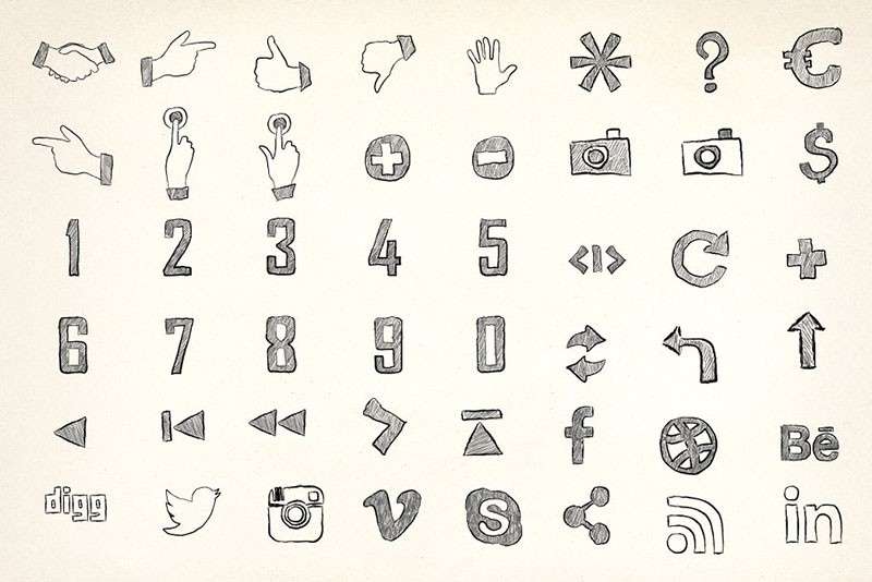 260枚手绘涂鸦矢量图标，PSD AI PNG格式 图标素材 sucaiwan.com
