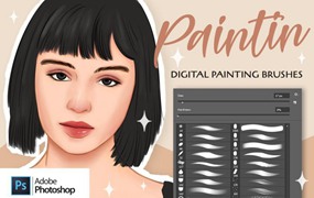 PS笔刷-人像头发皮肤阴影插画Photoshop笔刷素材资源