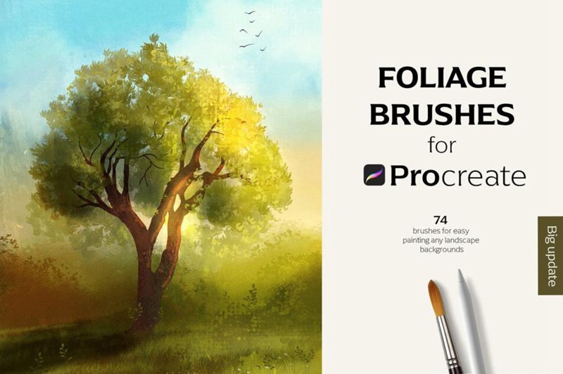 Procreate笔刷-风景植物树叶画笔图案笔刷素材下载 笔刷资源 sucaiwan.com