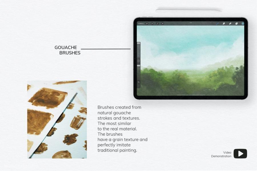 Procreate笔刷-自然水粉画笔笔刷素材下载 笔刷资源 sucaiwan.com