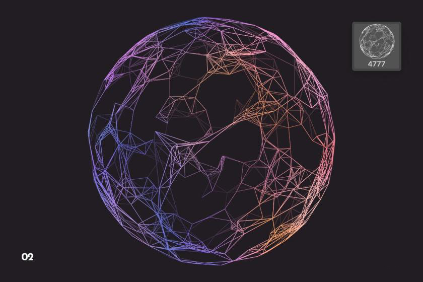 PS笔刷-多边形网格球体Photoshop笔刷素材 笔刷资源 sucaiwan.com