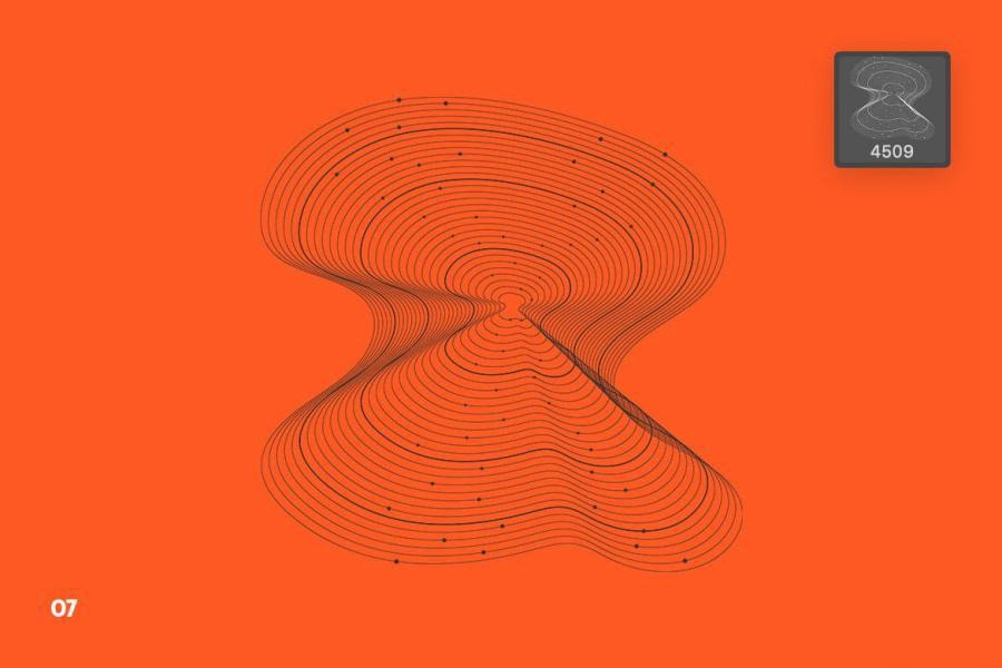 PS笔刷-抽象创意立体网格波形纹理PS笔刷素材 笔刷资源 sucaiwan.com