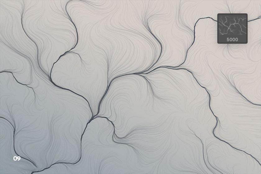 PS笔刷-抽象电场粒子流动线条纹理效果笔刷素材 笔刷资源 sucaiwan.com