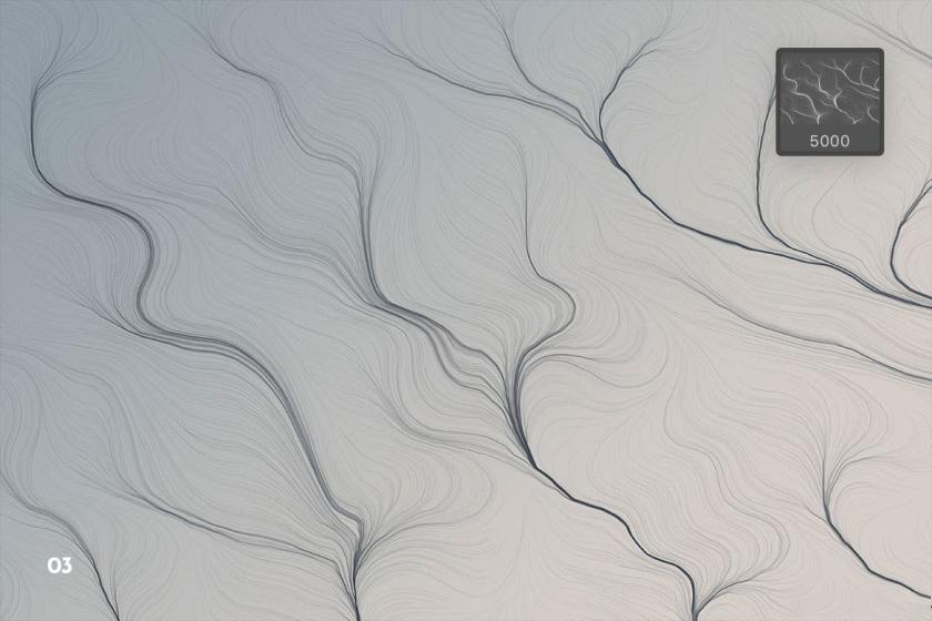 PS笔刷-抽象电场粒子流动线条纹理效果笔刷素材 笔刷资源 sucaiwan.com