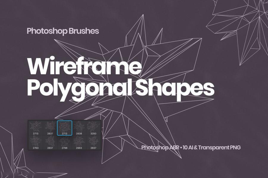 PS笔刷-抽象几何多边形线框图案PS笔刷素材资源 笔刷资源 sucaiwan.com