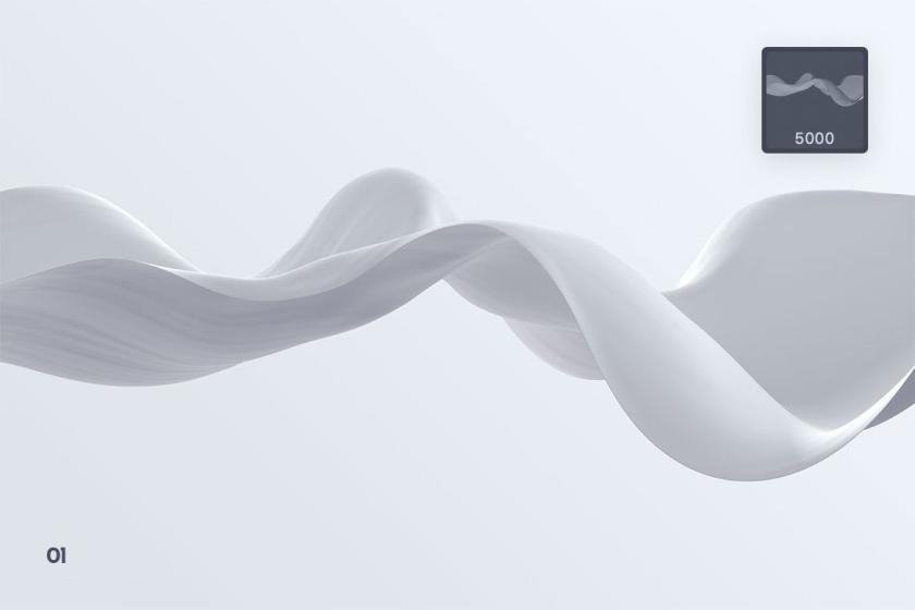 PS笔刷-3D立体波浪布丝带Photoshop笔刷素材 笔刷资源 sucaiwan.com