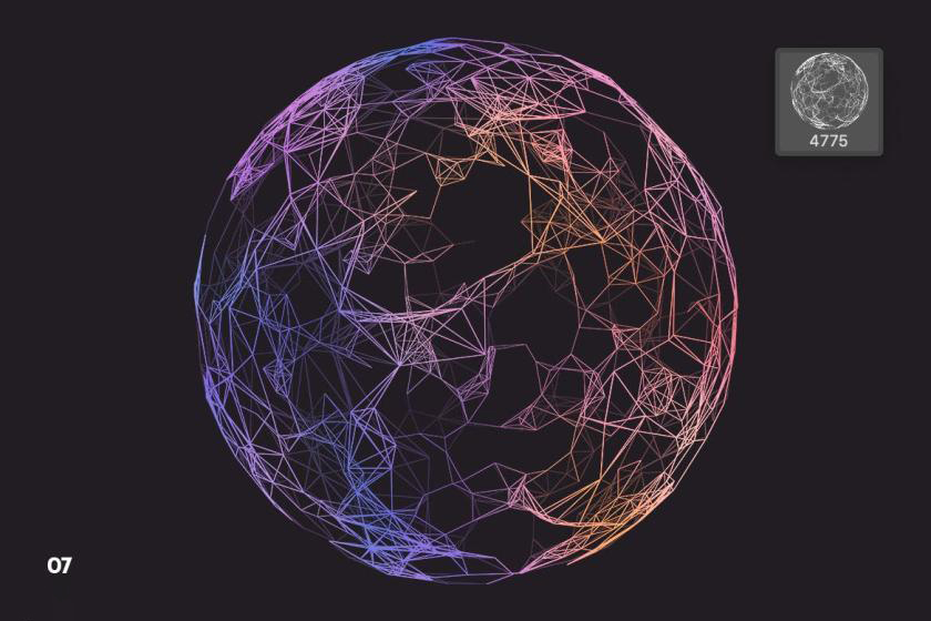 PS笔刷-多边形网格球体Photoshop笔刷素材 笔刷资源 sucaiwan.com