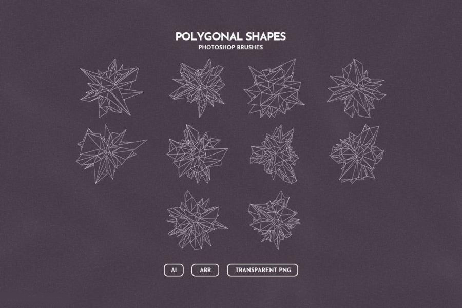 PS笔刷-抽象几何多边形线框图案PS笔刷素材资源 笔刷资源 sucaiwan.com