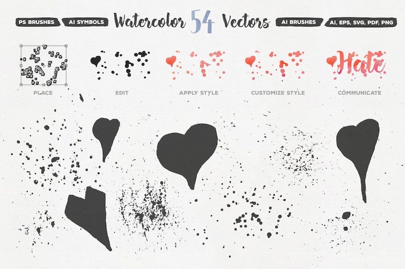 PS笔刷-AI和PS水彩画笔笔刷素材下载 笔刷资源 sucaiwan.com