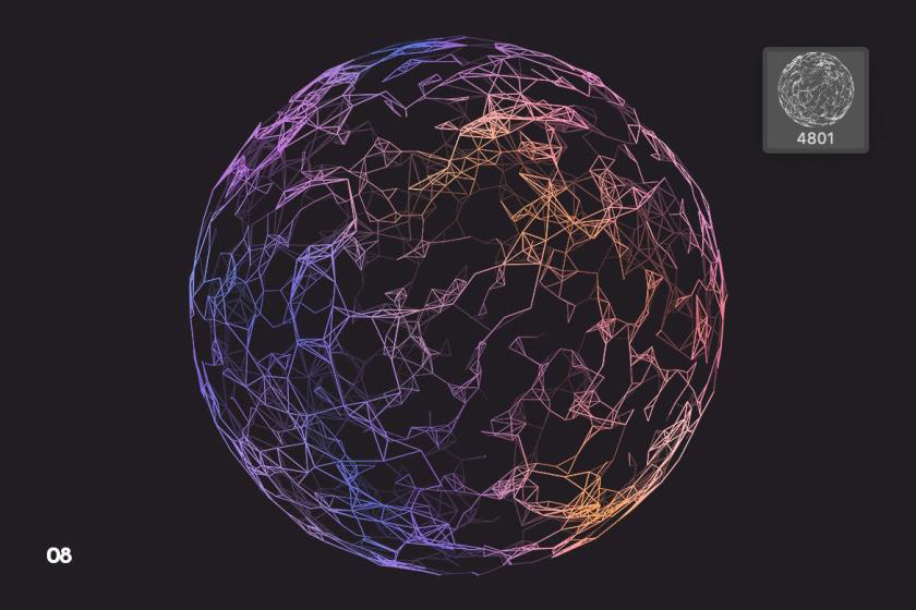 PS笔刷-多边形网格球体Photoshop笔刷素材 笔刷资源 sucaiwan.com