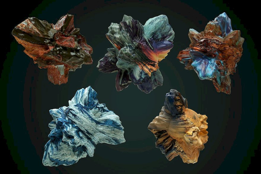 PS笔刷-抽象3D矿石石头纹理PS笔刷资源下载 笔刷资源 sucaiwan.com