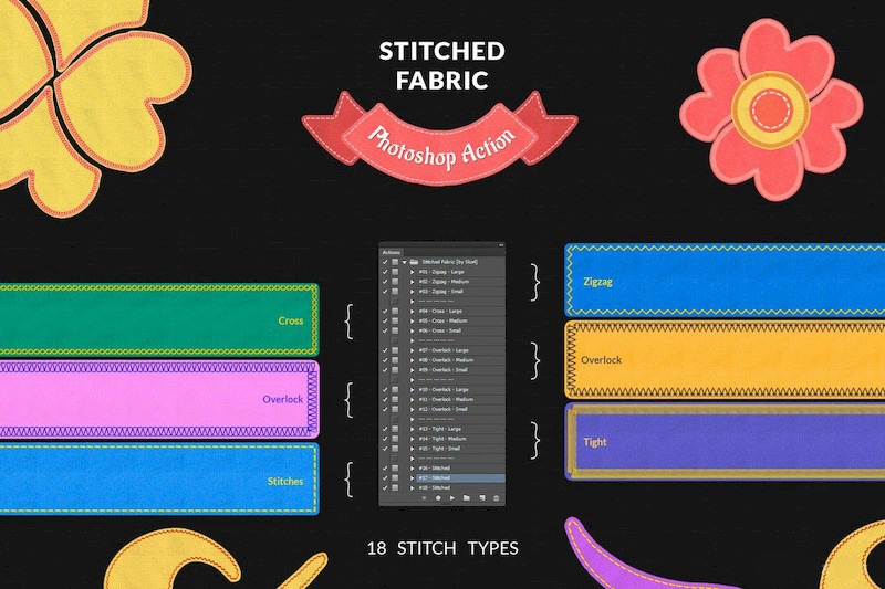 PS笔刷-针线缝线字体效果PS笔刷素材下载 笔刷资源 sucaiwan.com