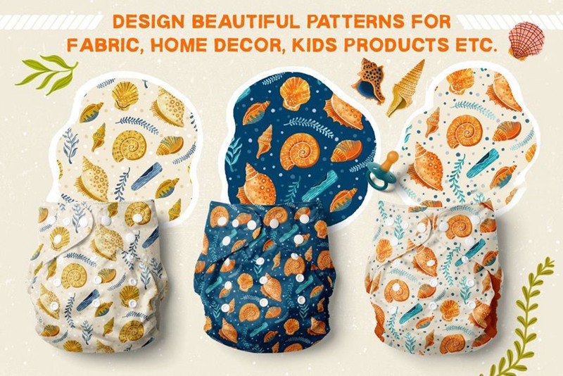 Procreate笔刷-贝壳海藻珊瑚线稿图案纹理笔刷素材 笔刷资源 第3张-素材湾丨精选海外优质设计素材资源 Procreate笔刷-贝壳海藻珊瑚线稿图案纹理笔刷素材 笔刷资源 sucaiwan.com