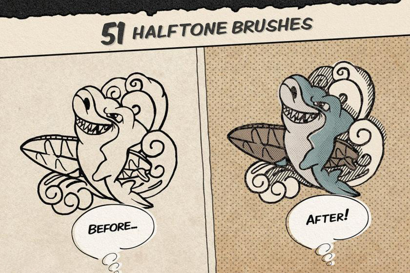 PS笔刷-51款半色调纹理漫画设计photoshop笔刷素材资源 笔刷资源 sucaiwan.com