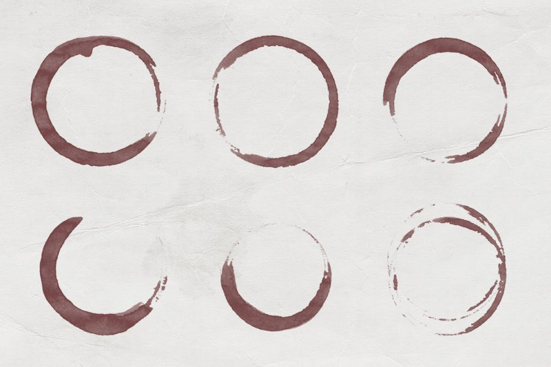 PS笔刷-圆形环形水墨水渍咖啡渍PS笔刷素材下载 笔刷资源 sucaiwan.com