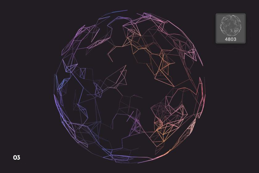 PS笔刷-多边形网格球体Photoshop笔刷素材 笔刷资源 sucaiwan.com