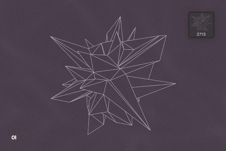 PS笔刷-抽象几何多边形线框图案PS笔刷素材资源 笔刷资源 sucaiwan.com