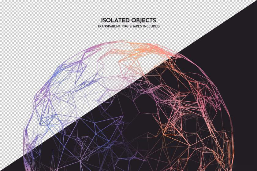 PS笔刷-多边形网格球体Photoshop笔刷素材 笔刷资源 sucaiwan.com