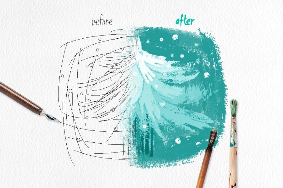 AI笔刷-逼真墨水水彩纹理笔刷素材资源 笔刷资源 sucaiwan.com