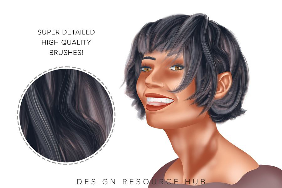 Procreate笔刷-人像头发插画笔刷素材资源合集 笔刷资源 sucaiwan.com
