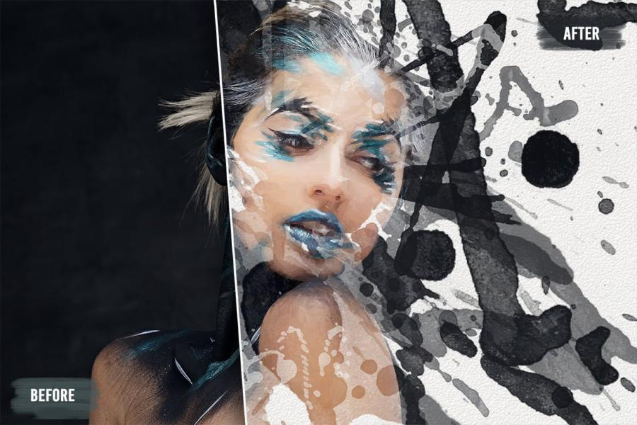 PS笔刷-水彩飞溅喷溅圆点线条色块PS笔刷素材资源 笔刷资源 sucaiwan.com