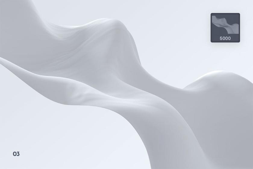 PS笔刷-3D立体波浪布丝带Photoshop笔刷素材 笔刷资源 sucaiwan.com