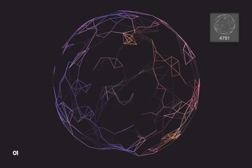 PS笔刷-多边形网格球体Photoshop笔刷素材 笔刷资源 sucaiwan.com