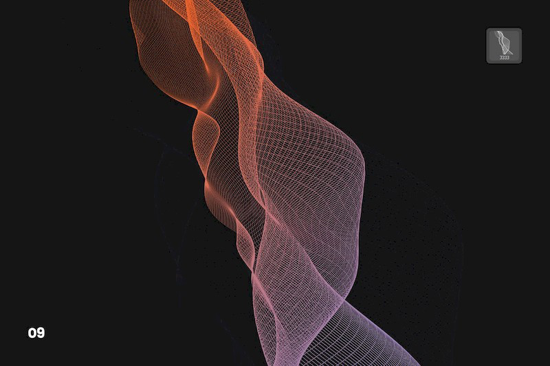 PS笔刷-流动效果网格流动立体波浪效果PS笔刷下载 笔刷资源 sucaiwan.com