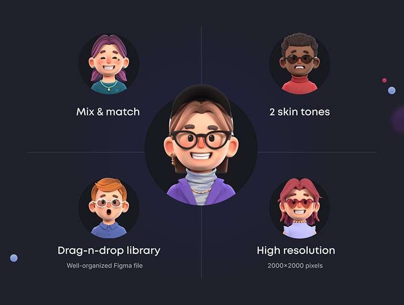 3D卡通人物头像图标，PNG Sketch figma格式 图标素材 sucaiwan.com