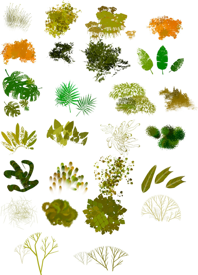 PS笔刷-森林绘画植物植物树枝树叶Photoshop笔刷合集 笔刷资源 sucaiwan.com