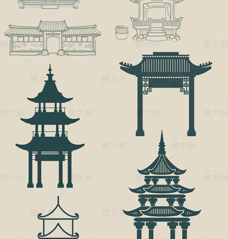 100款新款中国风素材procreate笔刷装饰古风仙鹤扇子祥云烟花纹ps画笔 设计素材 sucaiwan.com