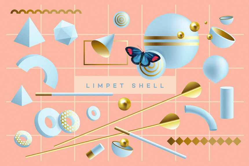 PNG素材-梦幻色3D几何图形元素PNG素材包 图片素材 sucaiwan.com