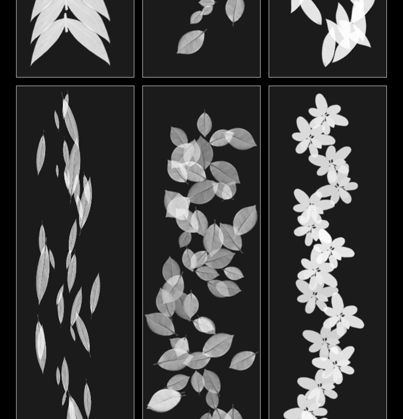 34款森林剪影植物树叶灌木花朵草外景水墨插画手绘基础ps笔刷绘画素材 笔刷资源 sucaiwan.com