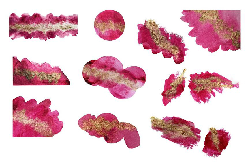 PNG素材-粉红色水彩金色纹理背景图PNG素材 图片素材 sucaiwan.com