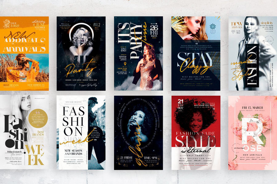 海报模板-100款时尚新潮传单海报PSD设计模板 图片素材 sucaiwan.com