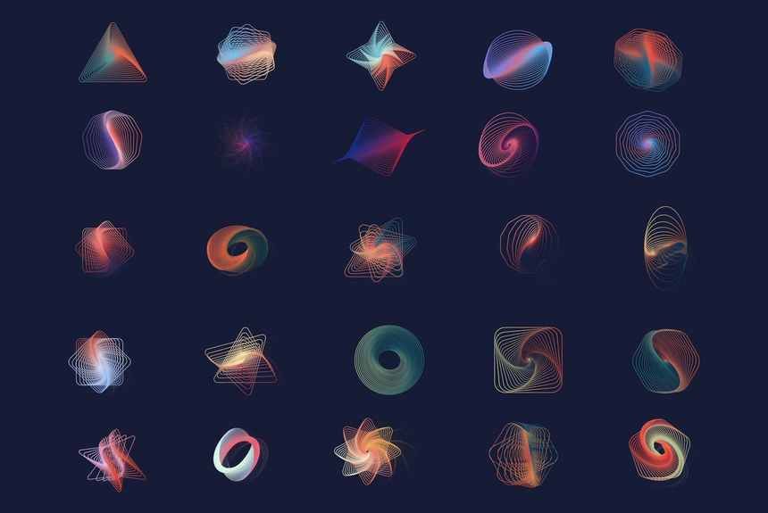 设计素材-3D抽象几何线条造型矢量图形素材 图片素材 sucaiwan.com