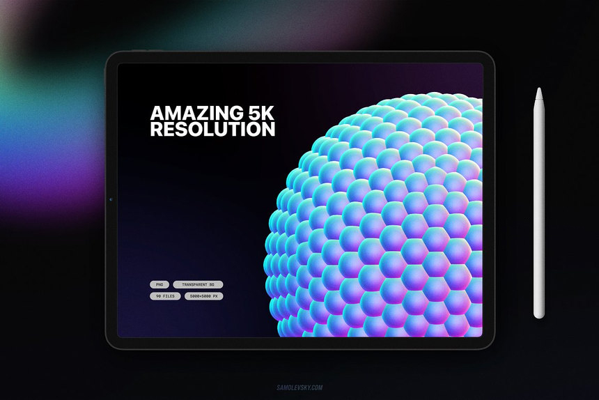 PNG素材-全息颜色3D立体形状设计PNG元素素材合集 图片素材 sucaiwan.com