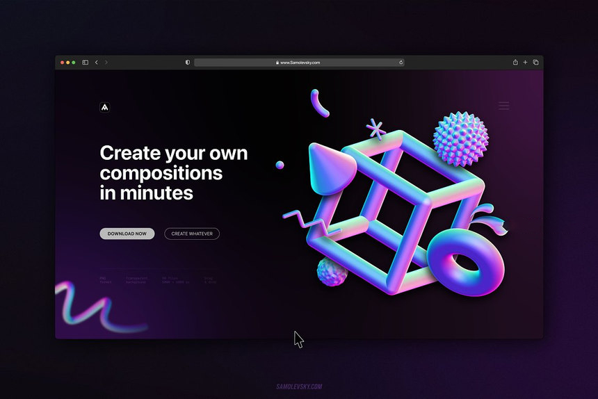 PNG素材-全息颜色3D立体形状设计PNG元素素材合集 图片素材 sucaiwan.com