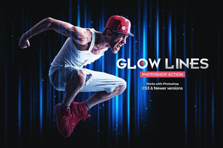 PS动作-照片添加发光线条特效PS动作素材 插件预设 sucaiwan.com